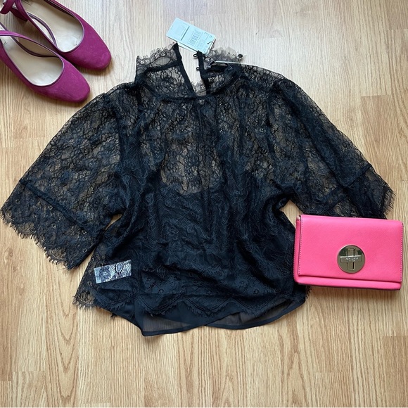 NWT Mango Aniseed black lace blouse - Picture 5 of 11